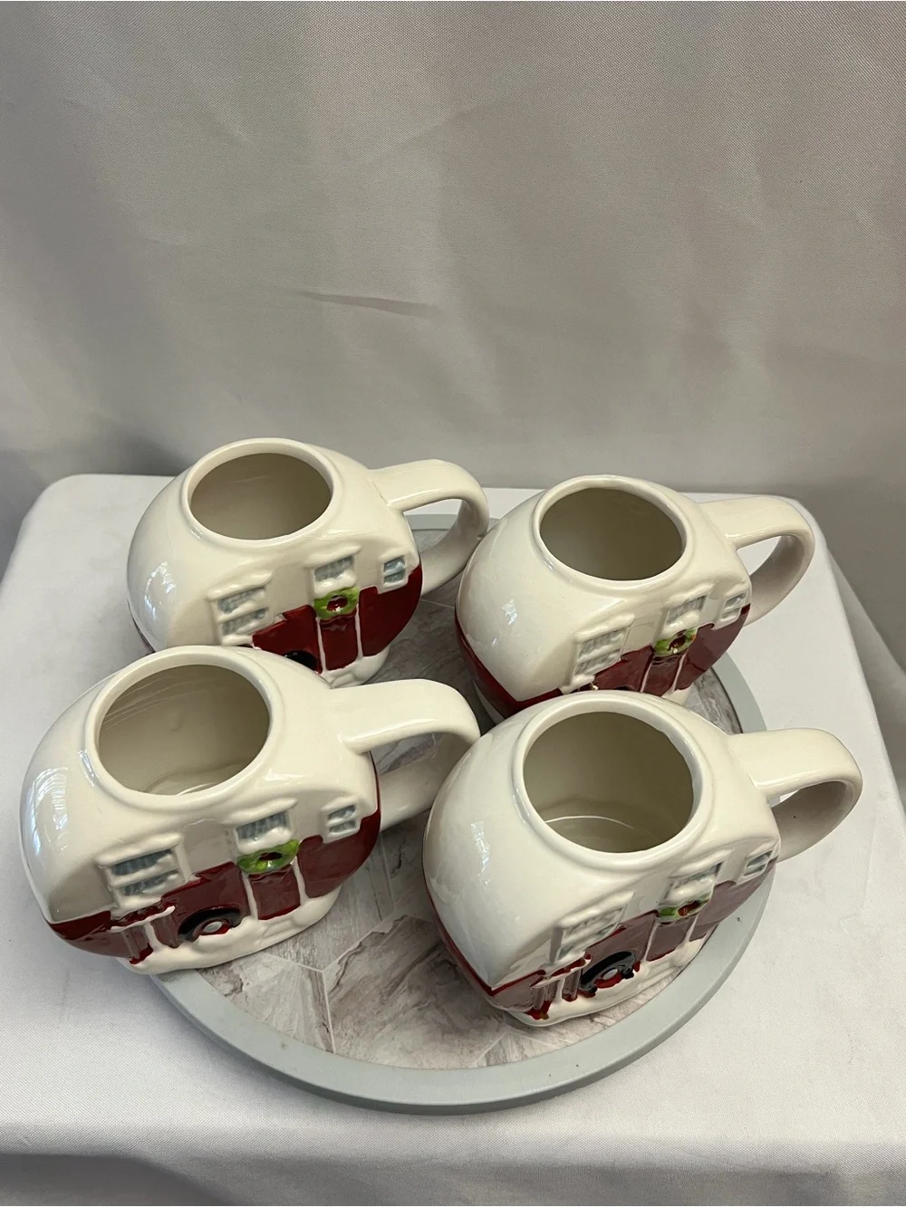 Holiday Cottage Collection Winter Wonder Lane Christmas House Mugs Set Of 4